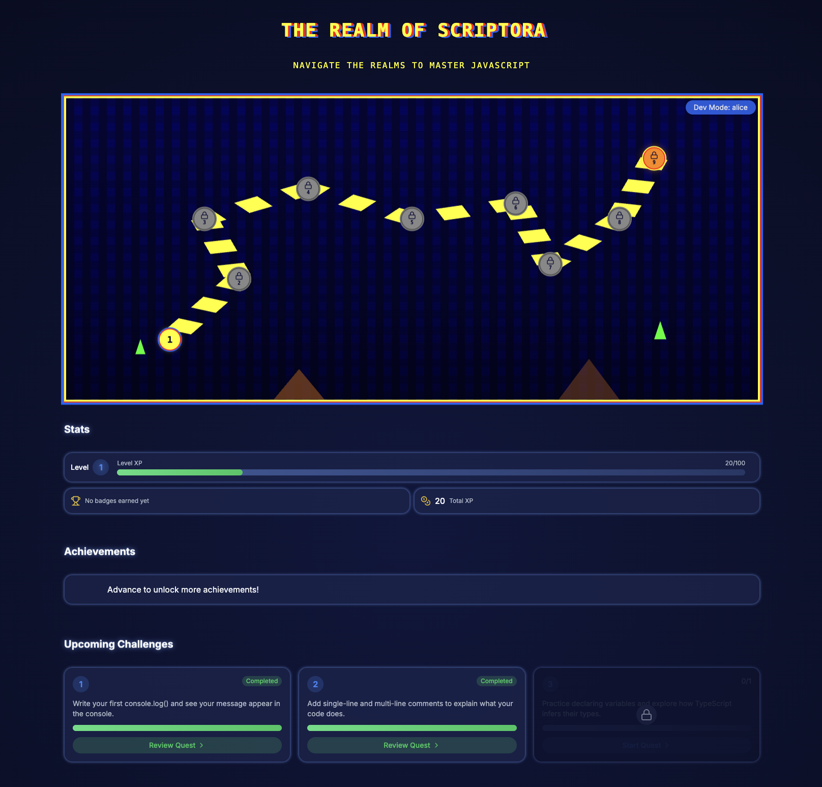 Screenshot image of the dashboard page